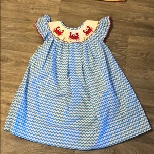 Toddler crab smocked dress